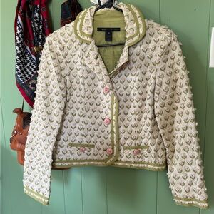 Marc Jacobs Cream and Green Patterned Blazer